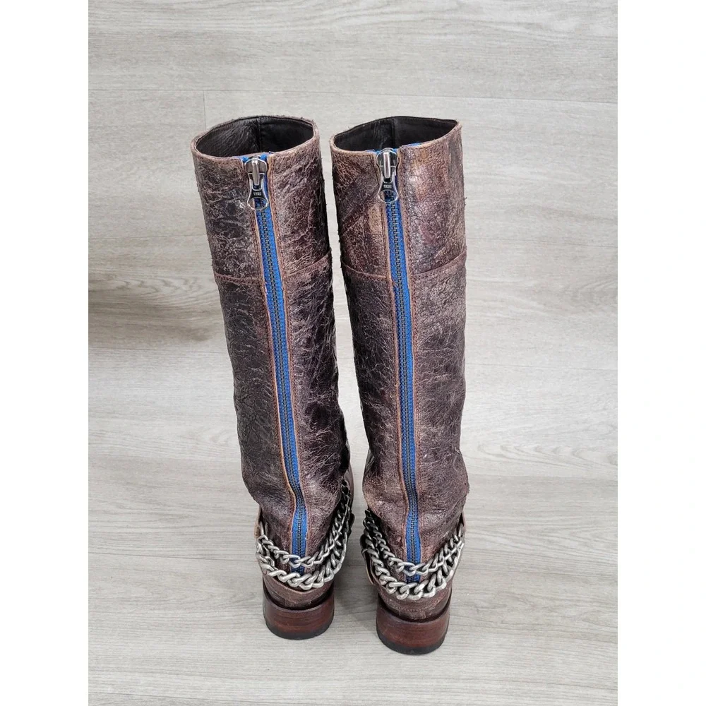 Vintage SENDRA Knee High Western Leather Belted With Big Cross Boots 9.5